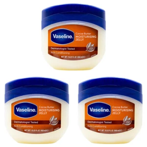 3x Vaseline 450ml Moisturising Petroleum Jelly Jar Moisturiser Balm Cocoa Butter - Picture 1 of 3
