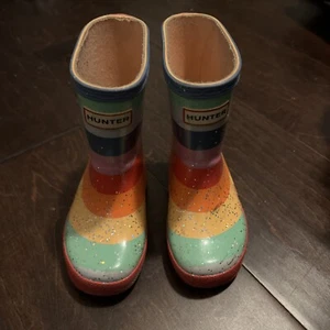 Toddler Size 7 Hunter Rain Boots Rainbow Glitter Design - Picture 1 of 9