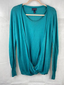 Long Tall Sally Crossover Cardigan Size S Teal Viscose Cotton - Picture 1 of 11