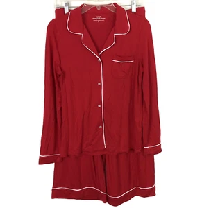 Vineyard Vines PJ Pajama Set 2 PC Womens Small Red Long Sleeve Elastic Tie Waist - Picture 1 of 6