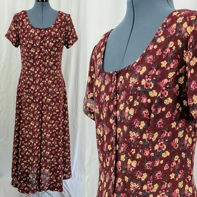 Mono Vintage Express Borgoña Floral S/S Botones Calce y Acampanado Talla S/M? Foto 1 de 4