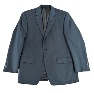 Andrew Fezza Macy's Men's Navy Blue Basketweave Pattern Sport Coat Size 41R - Picture 1 of 16