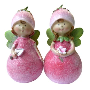 2er Set Blumenelfe 6x11,5 cm Dekofigur Figur rosa grün Elfen Fee Zierfigur - Bild 1 von 1