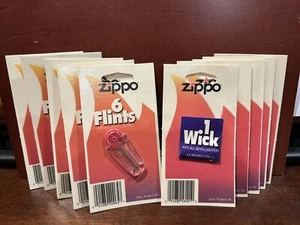 Genuine Zippo Brand Flints & Wicks- 10 Pack Combo As Shown (5 Wicks & 30 Flints) - Picture 1 of 3