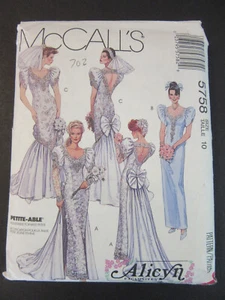McCalls 5758 Sewing Pattern Bridal gown train Bridesmaid dress Sz 10 UNCUT - Picture 1 of 4