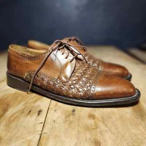 Mezlan Größe 10 Herren Braun Leder Del Mar Gewebt Kappe Zehe Oxford-Schuhe - Bild 1 von 6
