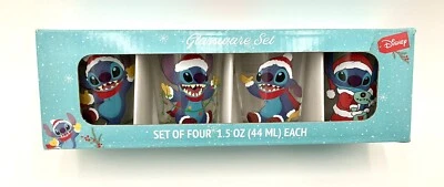 Juego de 4 vasos de chupito de Navidad Disney Stitch de 1,5 oz nuevos en caja abierta LEER Foto 1 de 4