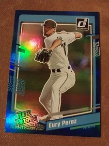 2023 EURY PEREZ DONRUSS RATED ROOKIE BLUE FOIL CARD RC #54 MIAMI MARLINS - Picture 1 of 2