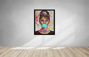Audrey Hepbrun Wall Décor-Digital Oil Painting Bubble Pop-4186 - Picture 1 of 4