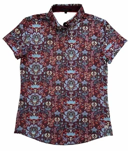 Greyson Womens Short Sleeve Polo Shirt Floral Butterflies Wolves Small - Picture 1 of 4