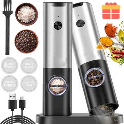 2in1 Elektrische Salz & Pfeffermühle Set Automatischer Schwerkraft Gewürzmühlen - Bild 1 von 4
