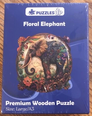 PUZZLESUP “Floral Elephant” Premium Wooden Jigsaw Puzzle – Lg/A3-NEW - Image 1 of 4
