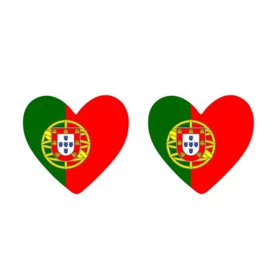 INKING HOUSE 2 x Portugal Heart Flag Temporary Tattoo Portuguese Team support