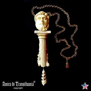 Jewelry Necklace Brutalist Pendant Luxury Chunky Greek Mythology Antique Statue - Picture 1 of 24