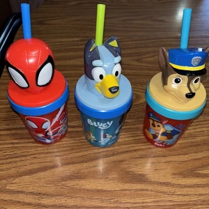 Lot of 3 Holiday Style Super Sippers, 13 oz, Paw Patrol, Bluey & Spiderman NWT - Picture 1 of 4