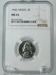 1942 5c Graded NGC MS65 - Jefferson Nickel - Picture 1 of 2