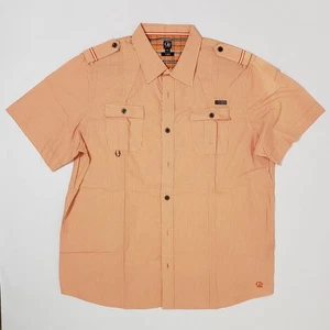 Cavi Orange Striped Short Sleeve Button-Up Shirt Mens XXXL 3XL - Picture 1 of 6