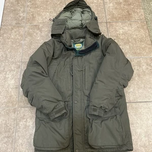 CABELAS Premier Northern Goose Down Parka Coat Men Medium Gortex Green Hooded - Picture 1 of 20