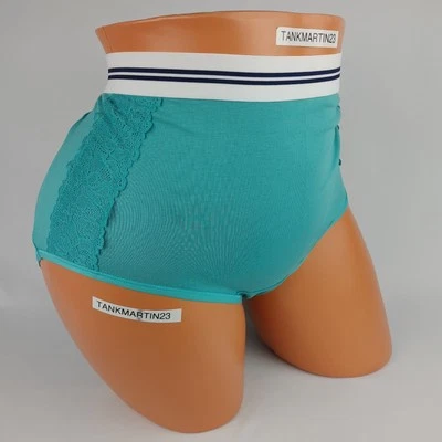 LANE BRYANT CACIQUE 18/20 AZUL AGUA ALGODÓN CALZONCILLO COMPLETO ENCAJE LATERAL PLUS PANTY Foto 1 de 4