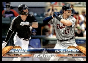 MIKE GERBER/GRAYSON GREINER 2018 TOPPS UPDATE ROOKIE COMBOS RC DETROIT TIGERS - Picture 1 of 2