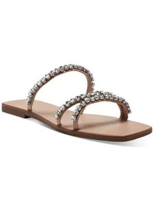 INC Womens Beige 0.5 Heel Strap Gem Pommona Toe Block Heel Slip On Sandals 5 M - Picture 1 of 11