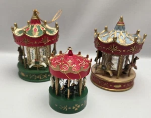 3er Set Vintage Karussell Weihnachtsschmuck Pferd Weihnachtsdeko - Bild 1 von 13