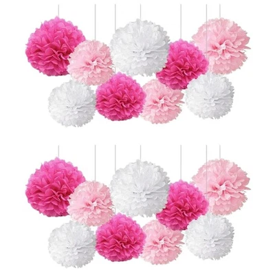 18 Pcs Mixed Tissue  Pompoms Pom Poms Flower Wedding Party Decoration ( ) X1Z7 - Image 1 of 4