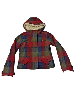 Chaqueta Hollister para mujer M cremallera completa a presión forrada de piel sintética abrigo con capucha prendas exteriores Foto 1 de 4