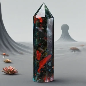 Piedra de sangre de dragón natural punta de torre de cristal obelisco energía curativa varita decoración - Imagen 1 de 6