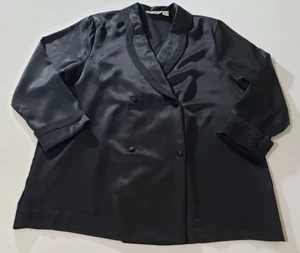 Cabernet Blazer Suit Jacket Large Black Double Breasted Unlined Polyester - Picture 1 of 6
