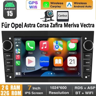 Android 15 Apple Carplay Für Opel Astra Corsa Meriva Vectra Autoradio GPS NAVI - Bild 1 von 4