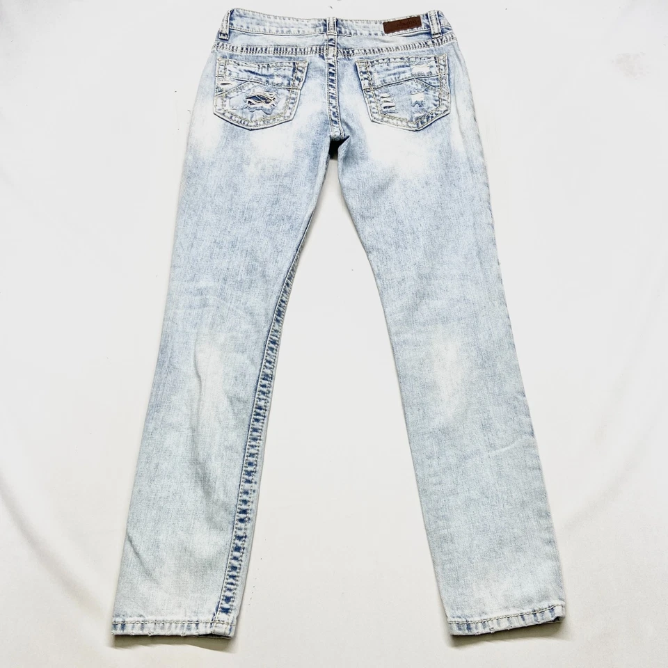 Daytrip Lynx Ankle Jeans Womens 27x30 Blue Denim Stretch Distressed Skinny Leg - Image 1 of 4