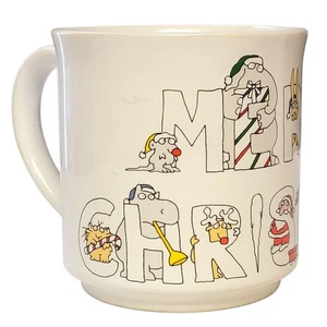 VTG 80s Sandra Boynton Merry Christmas Coffee Mug 12 oz Japan Animals Holiday - Picture 1 of 8