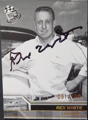Rex White 2005 PRESS PASS LEGENDS NASCAR Limited 091/100 Edition HOF signed card - Image 1 of 2