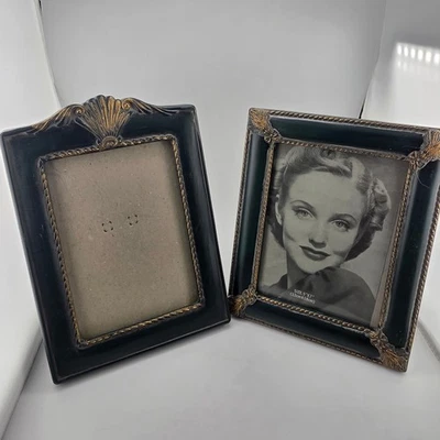 Vintage deep blue green Gold Picture Frames 5x7 Ornate Set of 2 Made in Taiwan - Image 1 of 4