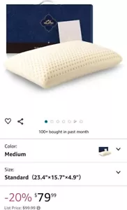 Talalay 100% Natural Premium Latex Pillow, Helps Relieve Pressure, No Memory... - Picture 1 of 7