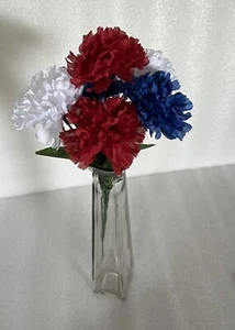 Red White And Blue Carnations Bouquet 13” Flowers Memorial Day, July 4th NEW - Picture 1 of 3