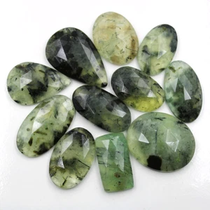 578 Cts Natural Prehnite Black Needles 32mm-43mm Checker Cut Loose Gemstones Lot - Picture 1 of 5
