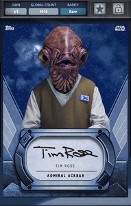 Admiral Ackbar NAVY Topps Star Wars Card Trader 2016 DIGITAL Signature