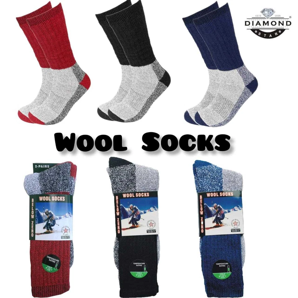 6 Pairs Men's  Wool Socks Warm Thermal Socks Insulated Cold Weather Winter Socks - Image 1 of 3