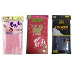 Korean Exfoliating Shower Towel Long Pink Red For Man 3PCS - Picture 1 of 2