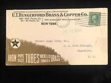 NY NEW YORK 1913 COVER #413 COIL HUNGERFORD BRASS & COPPER METALLIC INK ON ILLUS