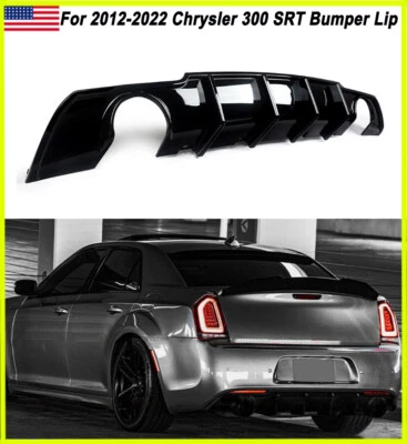For 2012-2022 Chrysler 300 SRT Bumper Lip Gloss Black Dual Exhaust Rear Diffuser Foto 1 de 4