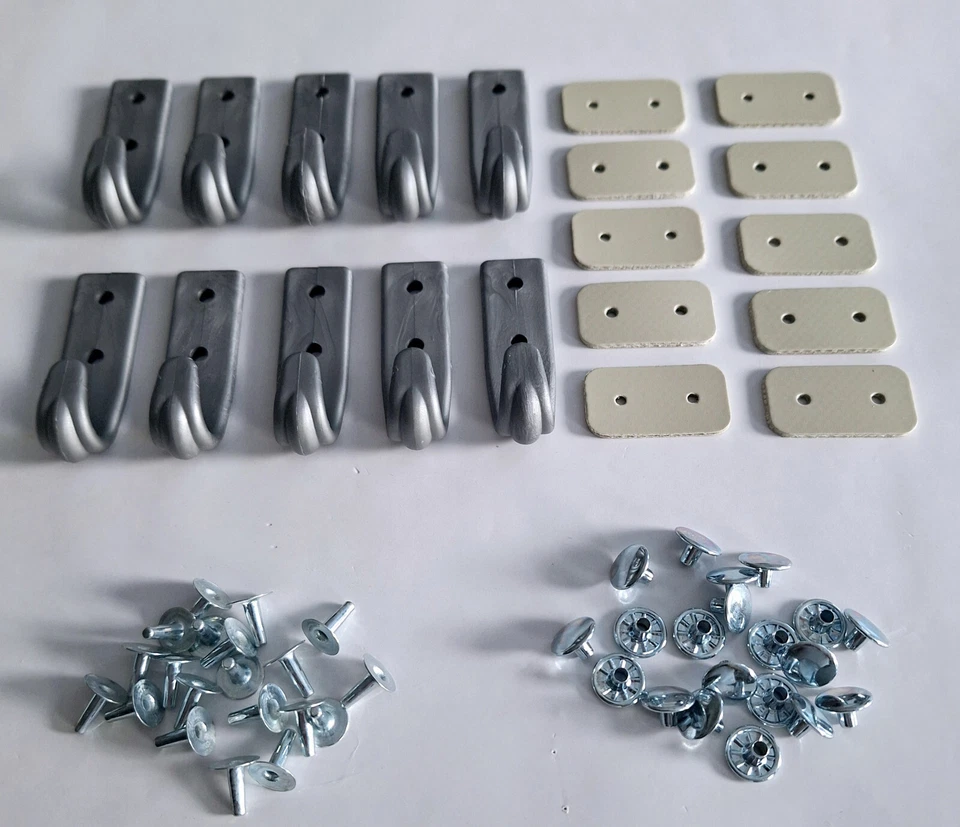 10 x Zweiloch-Planenhaken Kunststoff spitzig grau Abspannhaken Netzhaken Haken - Bild 1 von 1