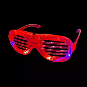 LED Partybrille mit 6 LEDs, leuchtend blinkend Party LED Brille Jalousie (rot) - Bild 1 von 9