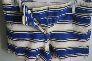 ANN TAYLOR LOFT MULTICOLOR HORIZONTAL BLUE/PINK/YLW STRIPES WOMEN SHORTS SIZE 2 - Picture 1 of 5