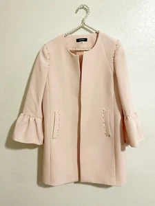 Nine West Pink Bell Sleeve Pearl Coat Size 6 - Picture 1 of 5