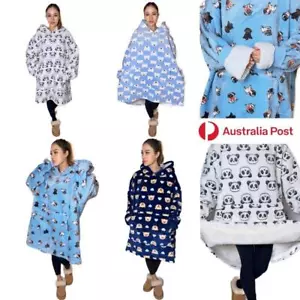 Hooded Blanket Soft Cozy Warm Fleece Wearable Oversize Blanket Hoodie - Foto 1 di 20