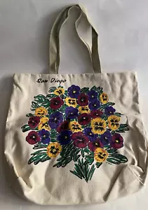 Canvas Tasche, groß, "San Diego" Stiefmütterchen Design (neu) - Bild 1 von 4