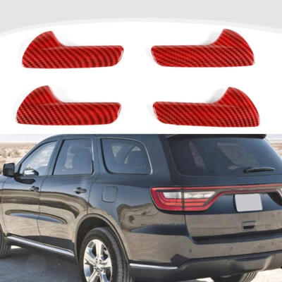 Interior Door Handle Cover Trim Shell For Dodge Durango 2011+ Red Carbon Fiber Foto 1 de 4
